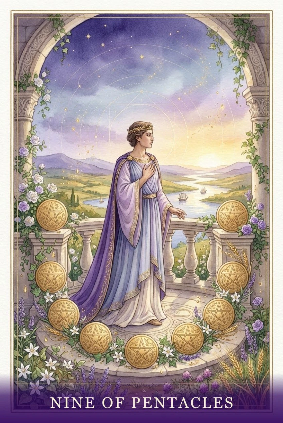 Nine of Pentacles tarot card